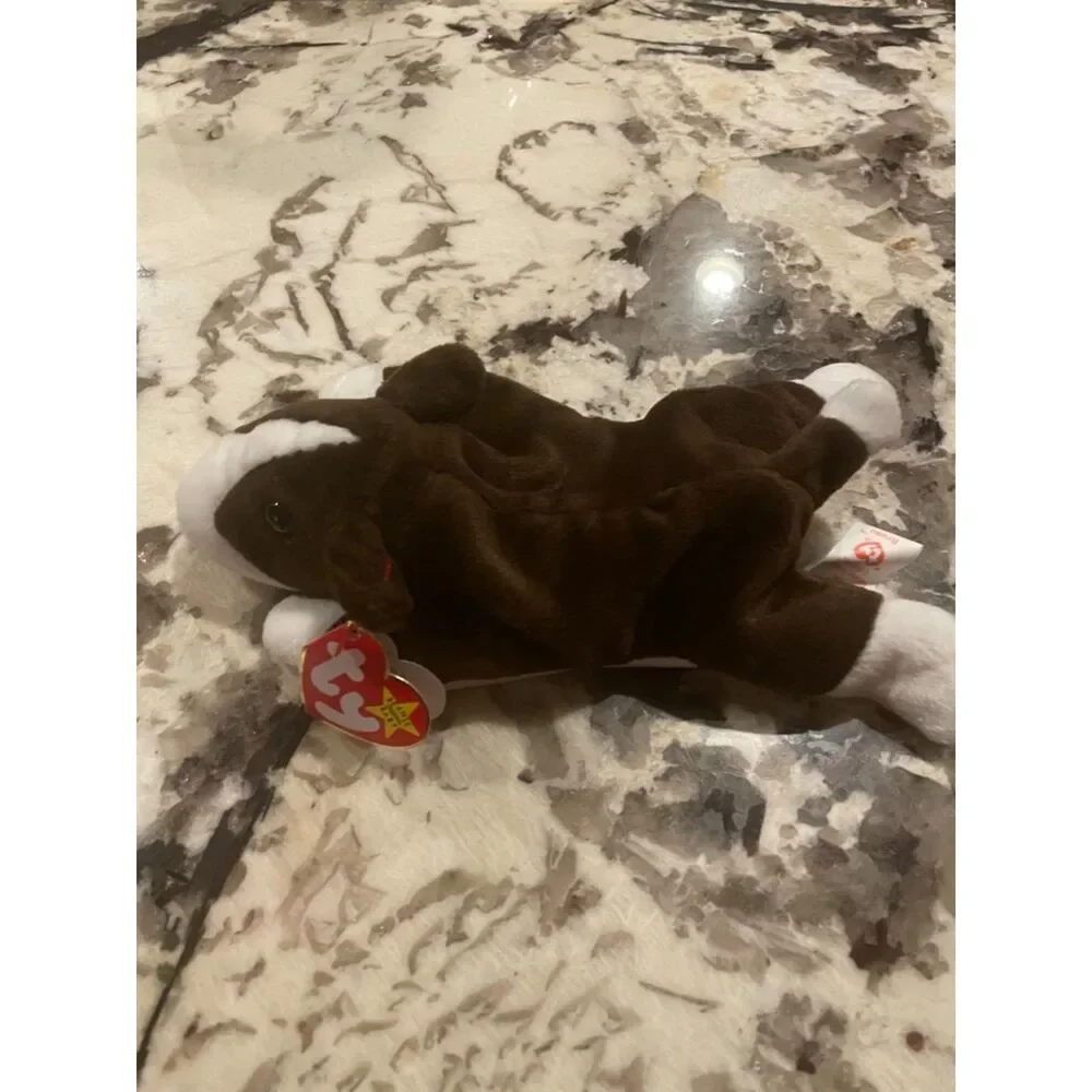 NEW Ty Beanie Baby Bruno Chocolate Brown Bull Terrier Dog 9